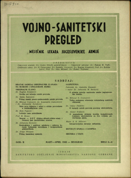 VOJNO-sanitetski pregled : mjesečnik ljekara narodno-oslob. vojske Jugoslavije.